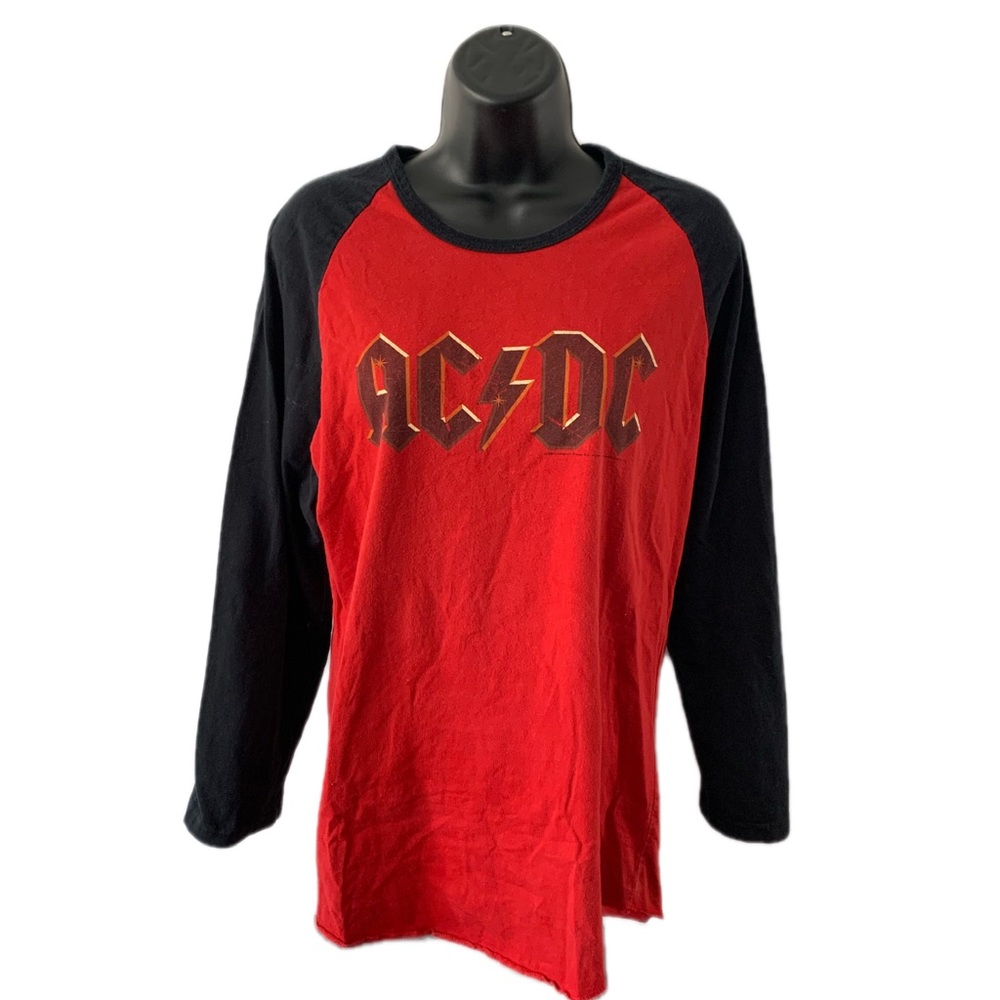 Vintage 2004 AC/DC Women's Long-Sleeve Shirt — Red & Black, Size Medium